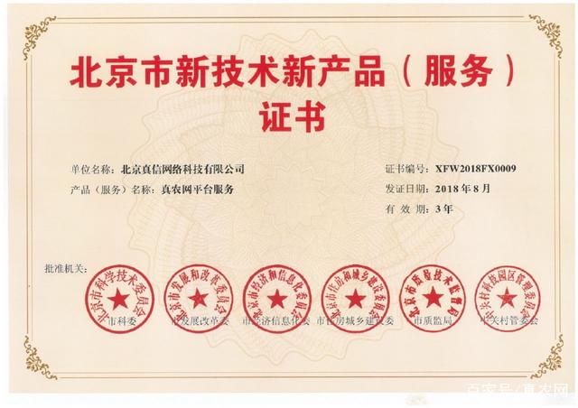 新突破！真信網絡喜獲北京新技術新產品（服務）認證